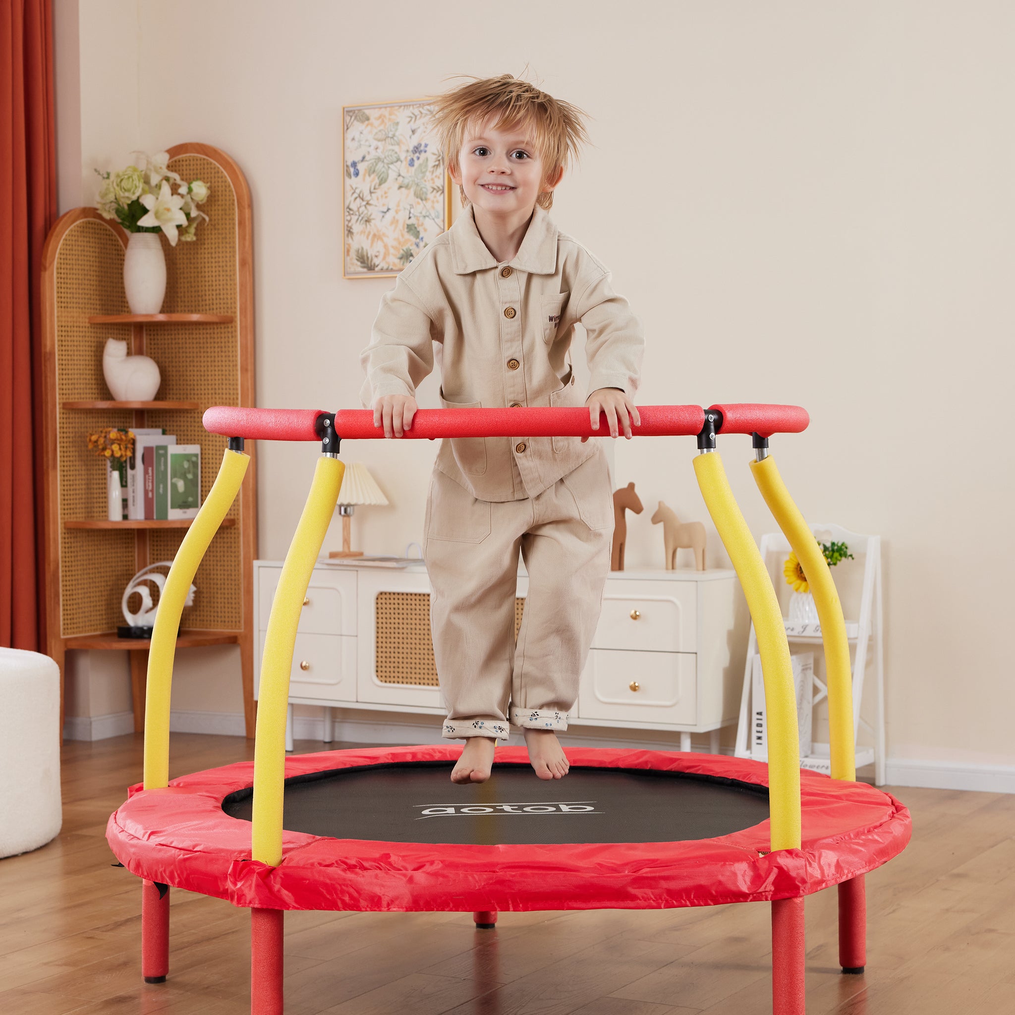 4FT Mini Indoor Trampoline with Enclosure for Kids Toddler